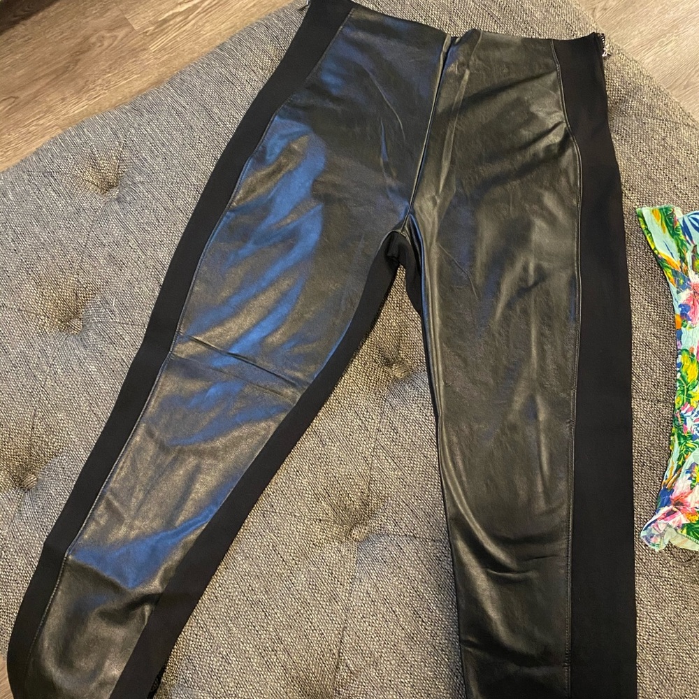 Black leggings with some leather on sides/front